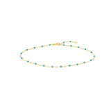 Gold Anklet with Turquoise Enamel Beads