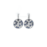 Drop Disc Earrings with Diamonds and Blue Sapphires