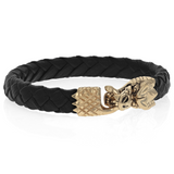 Leather Bracelet with Small 10kt Gold Dragon Clasp