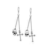 Leverback Earrings with Skull and Traditional Cross Drops - Danielle B.