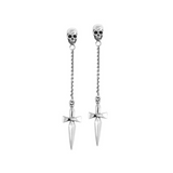 Chain Earrings with Skull Posts and Dagger Drops - Danielle B.