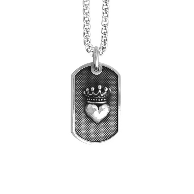 Small Crowned Heart Dog Tag Pendant - Danielle B.