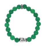 10mm Green Agate Beaded Bracelet with Large Silver Gummy Bear