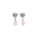 Crown Post Earrings with Rose Quartz Tear Drop - Danielle B.