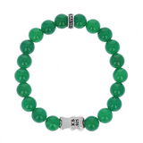 10mm Green Agate Beaded Bracelet with Large Silver Gummy Bear