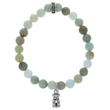 8mm Burma Jade Beaded Bracelet with Small Silver Gummy Bear Charm