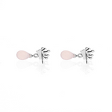 Crown Post Earrings with Rose Quartz Tear Drop - Danielle B.