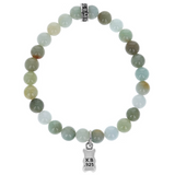 8mm Burma Jade Beaded Bracelet with Small Silver Gummy Bear Charm