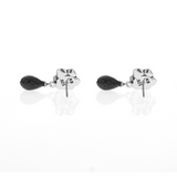 Magnolia Stud Earrings with Black Spinel Tear Drop - Danielle B.