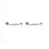 MB Cross Stud Earrings with Amethyst Drops - Danielle B.