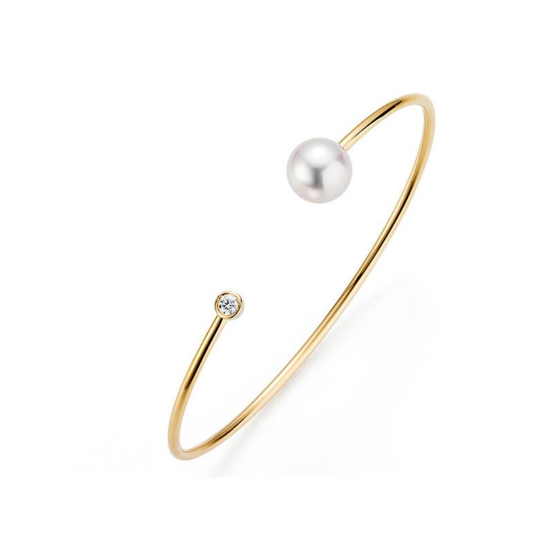 Freshwater Pearl and Gold Bracelet with Diamonds