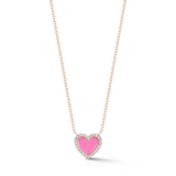 Pink Enamel and Diamond Heart Pendant