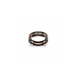 Rose Gold and Stainless Steel Ring with Black Diamonds