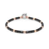 Rose Gold, Stainless Steel and Ceramic Bracelet with Diamonds