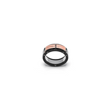 Rose Gold and Stainless Steel Ring with Black Diamonds