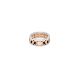 Rose Gold and Stainless Steel Ring with Black Diamonds