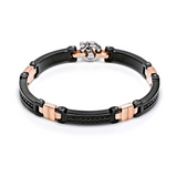 Rose Gold and Stainless Steel Bracelet with White and Black Diamonds