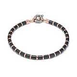 Rose Gold, Ceramic and Stainless Steel Bracelet with Diamonds