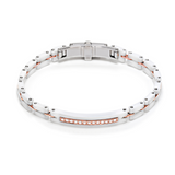 Rose Gold, Ceramic and Stainless Steel Bracelet with Diamonds