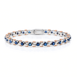 Rose and White Gold Bracelet with Blue Sapphires and Diamonds