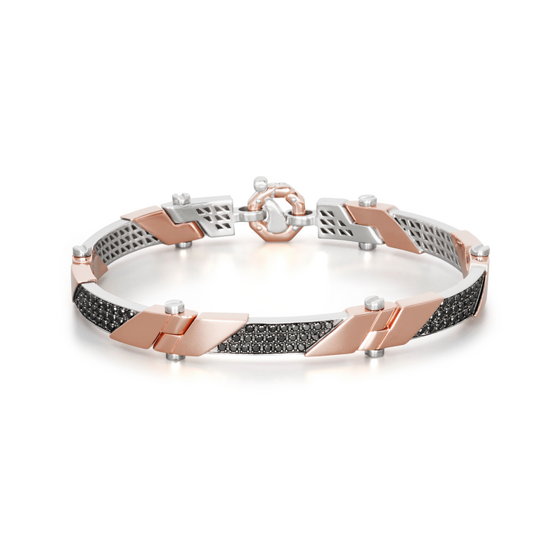 Rose and White Gold Bracelet with Black Diamonds