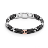 Rose Gold, Ceramic and Stainless Steel Bracelet with Diamonds