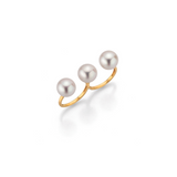 Freshwater Pearl and Gold Two Finger Ring