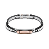 Rose Gold and Stainless Steel Bracelet with Black Diamonds