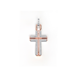 White and Rose Gold Cross Pendant with Diamonds