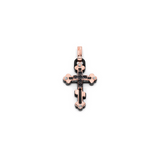 Gold and Ceramic Cross Pendant with Black Diamonds