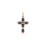 Rose Gold and Ceramic Cross Pendant with Black Diamonds