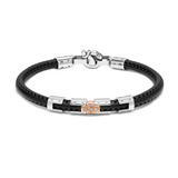 Rose Gold, Stainless Steel and Rubber Bracelet with Diamonds