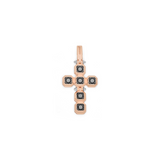 Rose Gold Cross Pendant with Black Diamonds