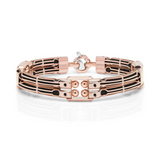 Rose Gold and Rubber Bracelet with Black Diamonds