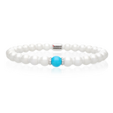 Sfera Large White Ceramic, Turquoise and Diamond Bracelet