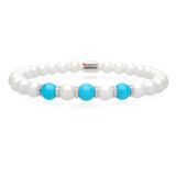 Sfera Large White Ceramic, Turquoise and Diamond Bracelet