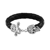 Leather Bracelet with Small Day of the Dead Skull Clasp