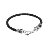 Thin Leather Braided Crown Bracelet