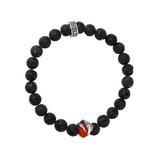 8mm Lava Rock Bracelet with Raven Claw Red Coral Bead