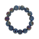 10mm Peacock Druzy Agate Bracelet with Logo Ring