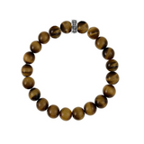 10mm Brown Tiger Eye Bead Bracelet with Logo Ring