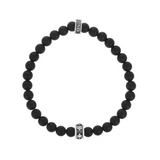 6mm Onyx Beaded Bracelet with Micro Stackable MB Cross Ring