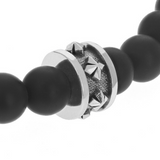 6mm Onyx Beaded Bracelet with Micro Stackable MB Cross Ring