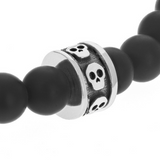 6mm Onyx Beaded Bracelet with Micro Stackable Skull Ring