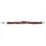 Braided Leather Bracelet with Silver Indian Script Logo