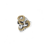 Large Skull Ring with Gold Alloy Snake