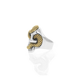 Large Skull Ring with Gold Alloy Snake