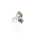 Large Skull Ring with Gold Alloy Snake