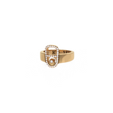 18kt Gold Pop Top Ring with Pave Diamonds