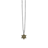 Large Brass Alloy Star of David in Silver Frame Pendant